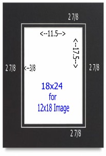 24 Pk Standard Double Black 18x24 for 12x18 image (11.5 x 17.5 opening)