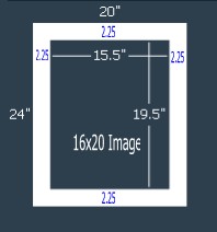 24 Pk White Rag Single 20x24 for 16x20 image (15.5 x 19.5 opening)