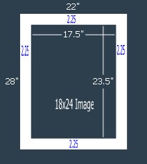 24 Pk Standard White Single 22x28 for 18x24 image (17.5 x 23.5 opening)