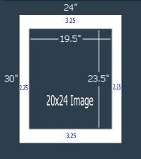 24 Pk Standard Black Single 24x30 for 20x24 image (19.5 x 23.5 opening)