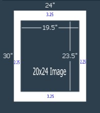 24 Pk Standard White Single 24x30 for 20x24 image (19.5 x 23.5 opening)