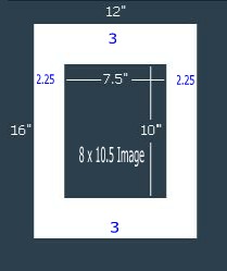 10 Pk 8-PLY (archival) White 12x16 Single for 8 x 10.5 image (7.5 x 10 opening)