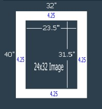  24 Pk White Rag Single 32x40 for 24x32 image (23.5 x 31.5 opening)