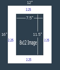 10 Pk 8-PLY (archival) White 12x16 Single for 8x12 image (7.5 x 11.5 opening)