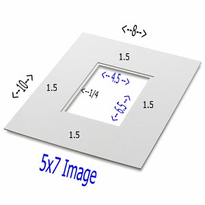24 Pk Double White Rag 8x10 for 5x7 image (4.5 x 6.5 opening)