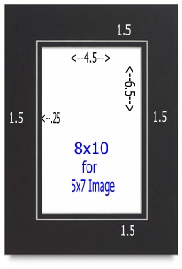 24 Pk Standard Double Black 8 x 10 for 5 x 7 image (4.5 x 6.5 opening)