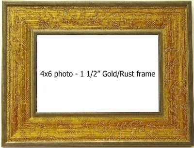 Holds 4X6 photo in GOLD/RUST frame