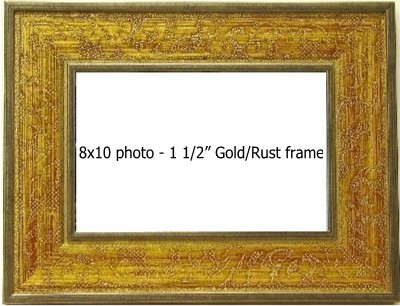 Holds 8x10 photo in GOLD/RUST frame