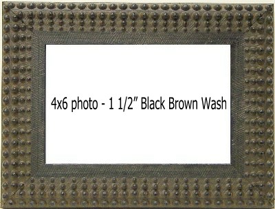 Holds 4X6 photo in BLACK/BROWN WASH frame