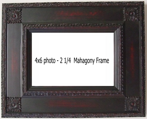 Holds 4X6 photo in 4X6 MAHOGANY w/ FLOWER DESIGN frame