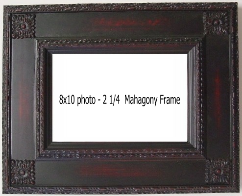 Holds 8x10 photo in 4X6 MAHOGANY with FLOWER DESIGN frame