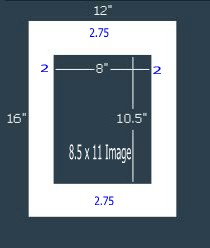 15 Pk 6-PLY (archival) White 12x16 Single for  8.5 x 11 image (8 x 10.5 opening)