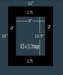 24 Pk Standard Black Single 12x16 for 8.5 x 11 image (8 x 10.5 opening)