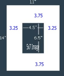 24 Pk White Rag Single 11x14 for 5x7 image (4.5 x 6.5 opening)
