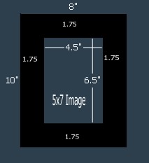 24 Pk Standard Black Single 8 x 10 for 5 x 7 image (4.5 x 6.5 opening)