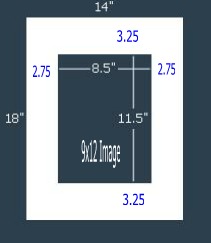 15 Pk 6-PLY (archival) White 14x18 Single for 9x12 image (8.5 x 11.5 opening)