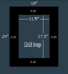 24 Pk Standard Black Single 18x24 for 12x18 image (11.5 x 17.5 opening)