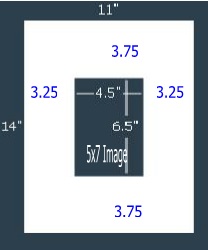 24 Pk Standard White Single 11x14 for 5 x 7 image (4.5 x 6.5 opening)