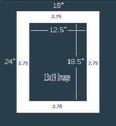 24 Pk Standard White Single 18x24 for 13x19 image (12.5 x 18.5 opening)