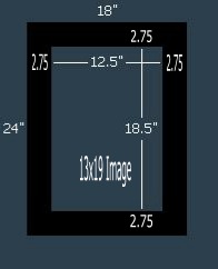 24 Pk Standard Black Single 18x24 for 13x19 image (12.5 x 18.5 opening)