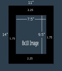 24 Pk Economy Black Single 11x14 for 8x10 images (7.5 x 9.5 opening)