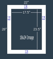 15 Pk 6-PLY (archival) White 22x28 Single for 18x24 image (17.5 x 23.5 opening)