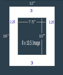 24 Pk White Rag Single 12x16 for 8 x 10.5 image (7.5 x 10 opening)