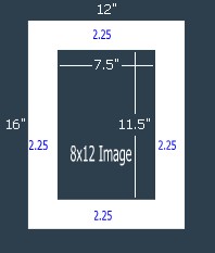 24 Pk White Rag Single 12x16 for 8 x 12 image (7.5 x 11.5 opening)