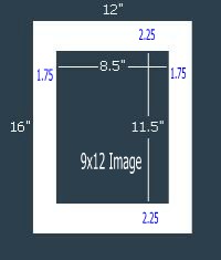24 Pk White Rag Single 12x16 for 9x12 image (8.5 x 11.5 opening)