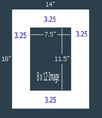 24 Pk Standard White Single 14x18 for 8x12 image (7.5 x 11.5 opening)