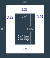 24 Pk White Rag Single 14x18 for 8 x 12 image (7.5 x 11.5 opening)