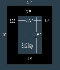 24 Pk Standard Black Single 14x18 for 8x12 images (7.5 x 11.5 opening)