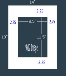 24 Pk White Rag Single 14x18 for 9 x 12 image (8.5 x 11.5 opening)