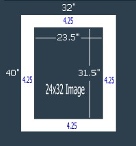 10 Pk 8-PLY (archival) White 32x40 Single for 24x32 image (23.5 x 31.5 opening)