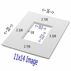 24 PK Standard Double White 16x20 for 11x14 image (10.5 x 13.5 opening)