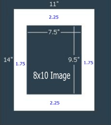 24 Pk Standard White Single 11x14 for 8x10 image (7.5 x 9.5 opening)