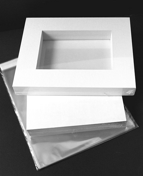 12x16 Extreme Value KIT - White Single for 8.5 x 11 image (8 x 10.5 opening) with MAT Backer & Bags -24 pack 