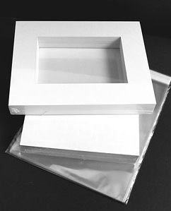 11x14 Economy KIT - DOUBLE White Mat for 8x10 image (7.5 x 9.5 opening) with Foam Backing & Bags -24 pack