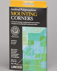 Lineco Acid-Free Mounting Corners 3" clear acrylic (Full-View)
